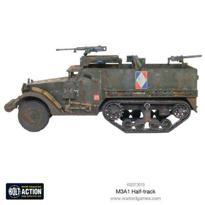 M3A1 Halftrack 1/56 - widok z boku z kalkomanią 37th Infantry Division, karabiny maszynowe, skala 28mm Warlord Games
