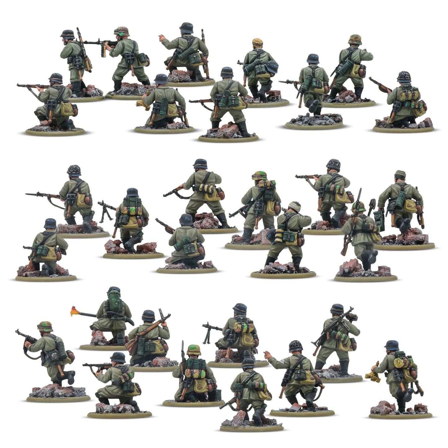 German Veteran Infantry Platoon - Bolt Action 28mm - weterani Wehrmacht z wyposażeniem i bronią - widok z tyłu - Warlord Games