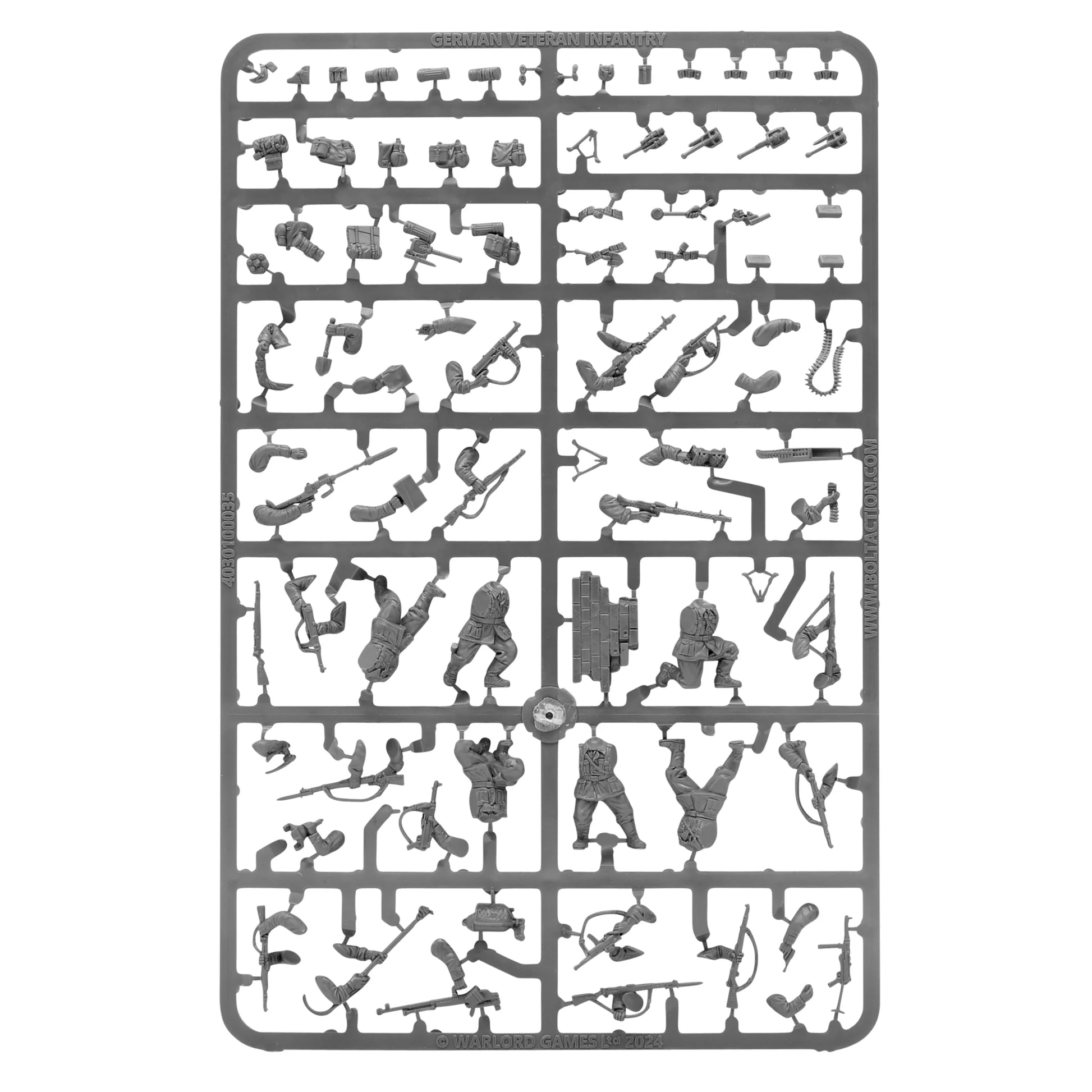 German Veteran Infantry Platoon - Bolt Action 28mm - wypraski plastikowe z bronią i korpusami figurek - części do montażu - Warlord Games