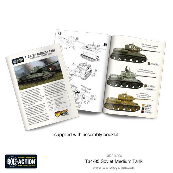 T-34/85 Medium Tank - Bolt Action 28mm - instrukcja montażu booklet schematy kolorystyczne 340 422 German variant Polish RUDY - Warlord Games