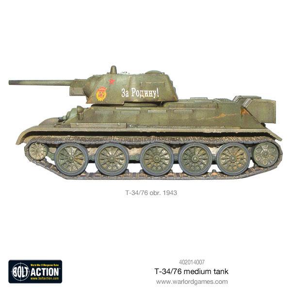 T-34/76 Medium Tank - Bolt Action 28mm - T-34/76 obr. 1943 wieża heksagonalna Soviet green Za Rodinu! red star pochyły pancerz - Warlord Games