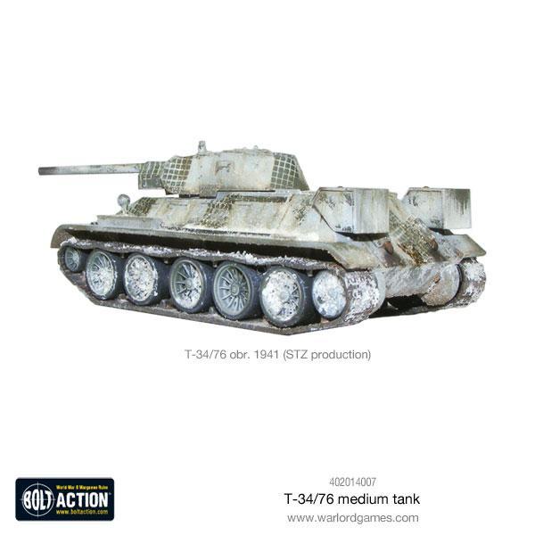 T-34/76 Medium Tank - Bolt Action 28mm - T-34/76 obr. 1941 STZ production zimowy kamuflaż whitewash widok z tyłu prawy wieża spawana weathering - Warlord Games