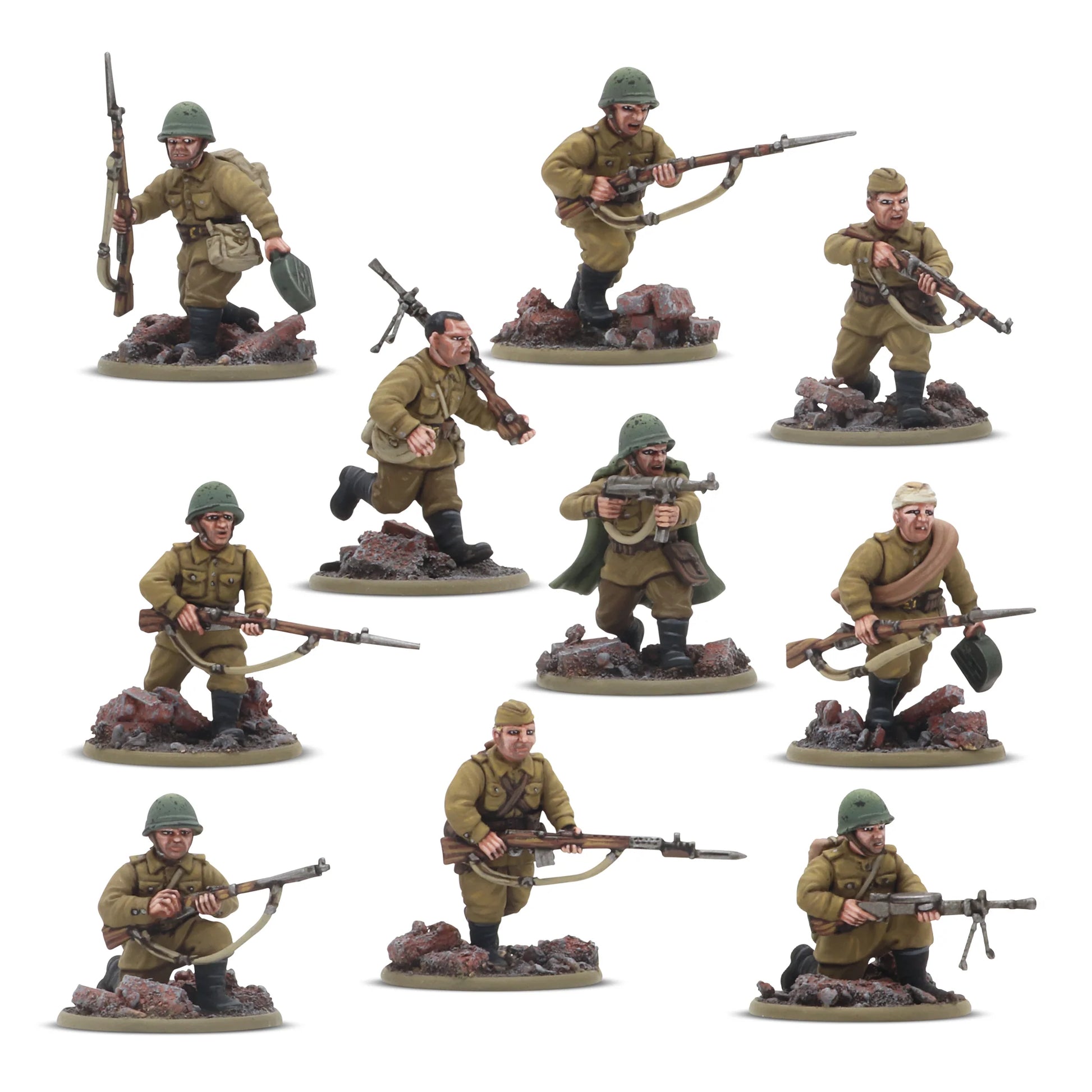 Soviet Army Infantry Platoon - Bolt Action 28mm - detale figurek Mosin-Nagant DPM karabin snajperski letnie mundury hełmy podstawki - Warlord Games