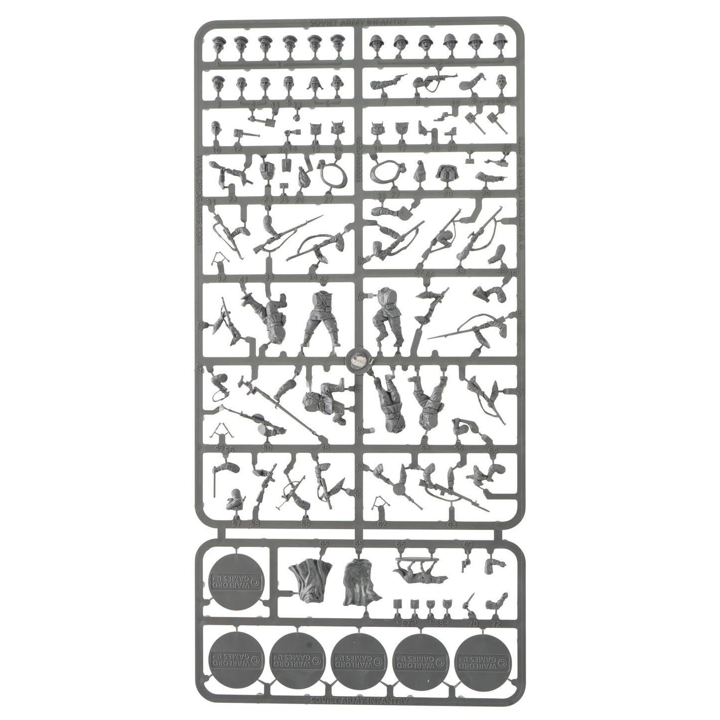 Soviet Army Infantry Platoon - Bolt Action 28mm - ramki plastikowe sprue głowy hełmy czapki NKVD broń Mosin-Nagant DPM PRTD peleryny pies kurczak podstawki - Warlord Games
