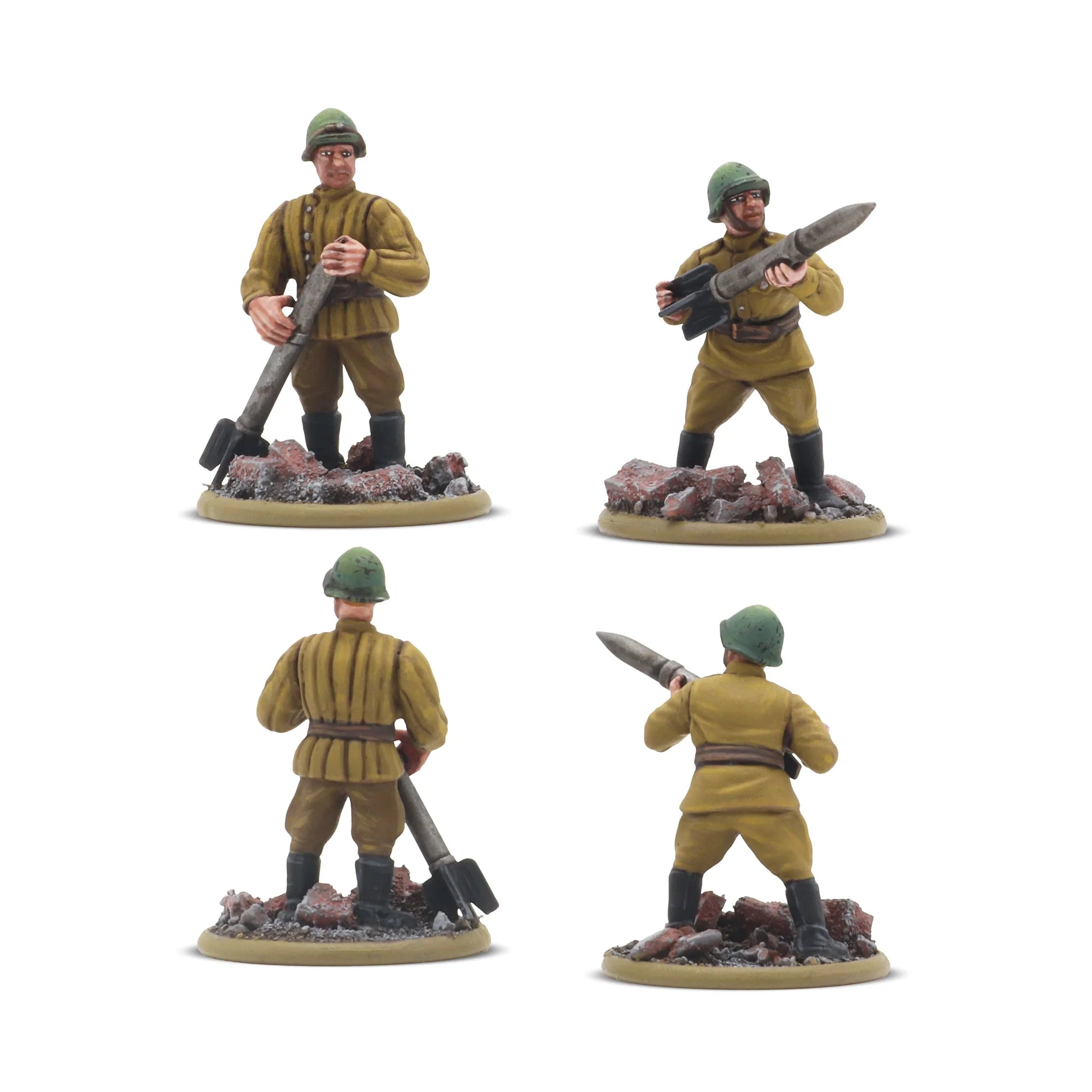 Katyusha Multiple Rocket Launcher - Bolt Action 28mm - załoga 2 figurki sowieckie mundury khaki hełmy rakiety ładowanie podstawki Darek Wyrozebski - Warlord Games