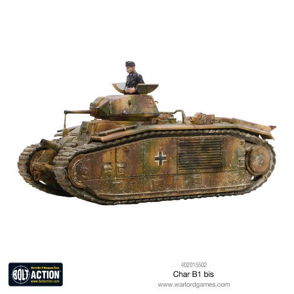  Char B1 bis - Bolt Action 28mm - niemiecki Panzerkampfwagen B-2 740(f) z krzyżem balkenkreuz - widok boczny - Warlord Games