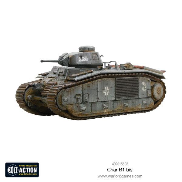 Char B1 bis - Bolt Action 28mm - niemiecki czołg z numerem 224 i krzyżem balkenkreuz - widok z boku - Warlord Games