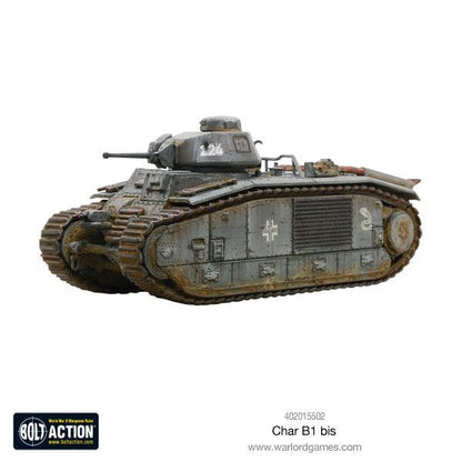 Char B1 bis - Bolt Action 28mm - niemiecki czołg z numerem 224 i krzyżem balkenkreuz - widok z boku - Warlord Games