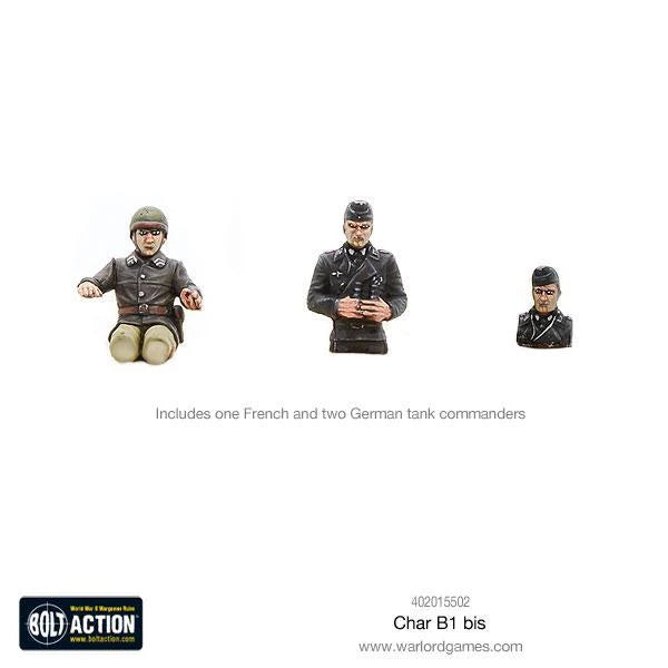 Char B1 bis - Bolt Action 28mm - figurki dowódców czołgów francuski i dwóch niemieckich - metalowe - Warlord Games