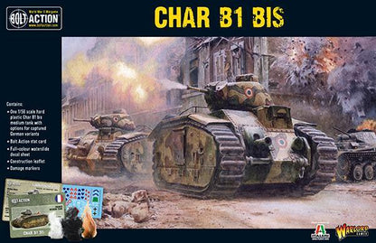 Char B1 bis - Bolt Action 28mm - przód opakowania z ilustracją bitwy zimowej czołgów francuskich - pudełko - Warlord Games