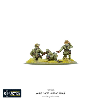 Afrika Korps Support Group - Bolt Action 28mm - medyk z rannym żołnierzem widok z tyłu - 2 żołnierzy niosących rannego towarzysza - tropikalne mundury dunkelgelb - skala 1/56 - Warlord Games