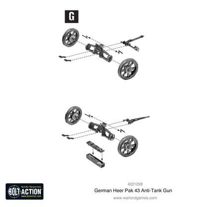 German Heer Pak 43 Anti-Tank Gun – instrukcja montażu etap G, koła transportowe i opcjonalna podstawa holownicza

