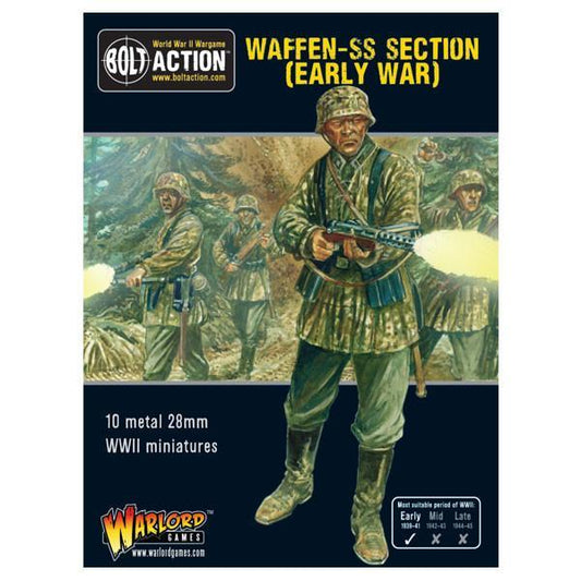 Waffen-SS Section Early War Bolt Action – pudełko front, 10 metalowych figurek 28mm, 402212101