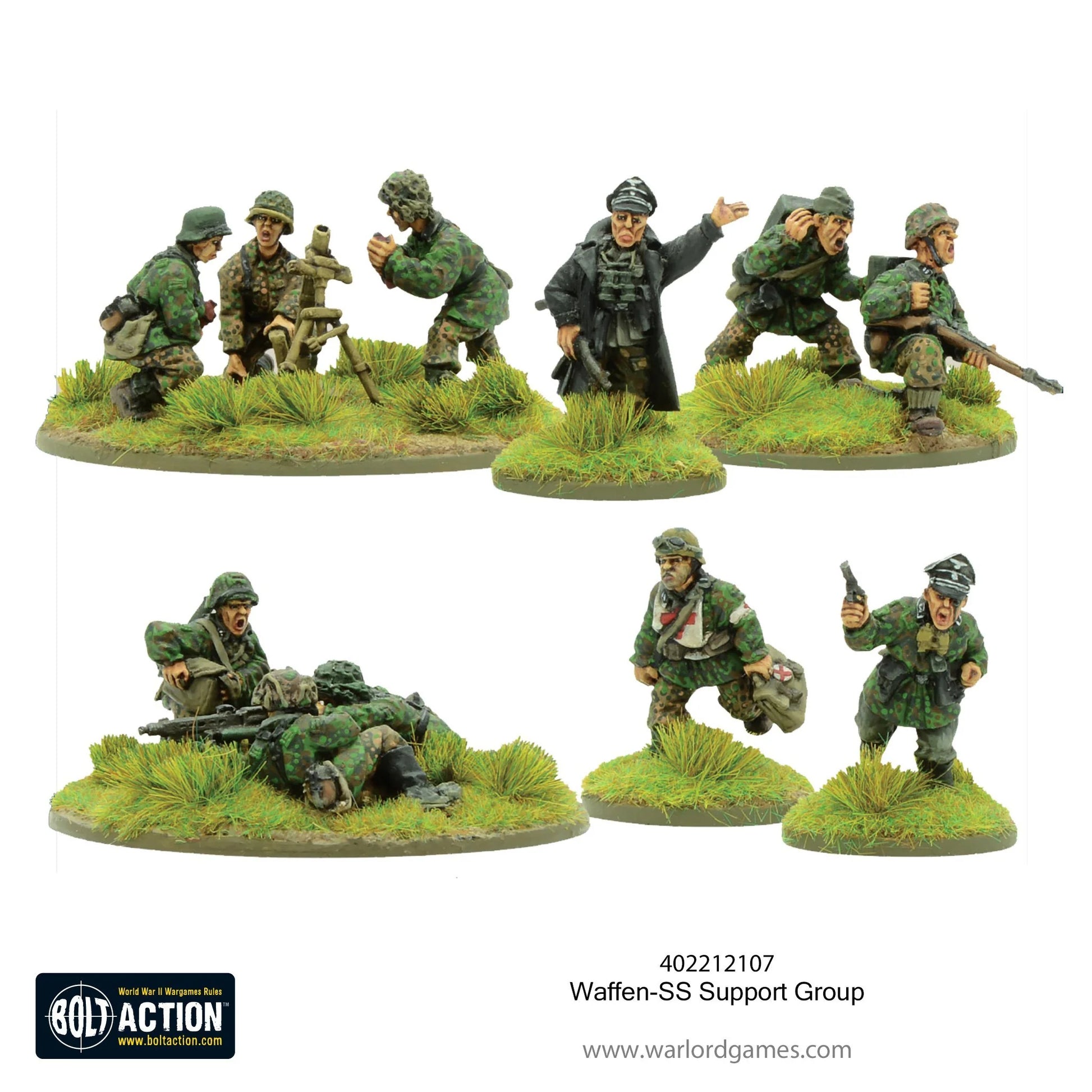 Waffen-SS Support Group Bolt Action 28mm – figurki metal widok front, 402212107