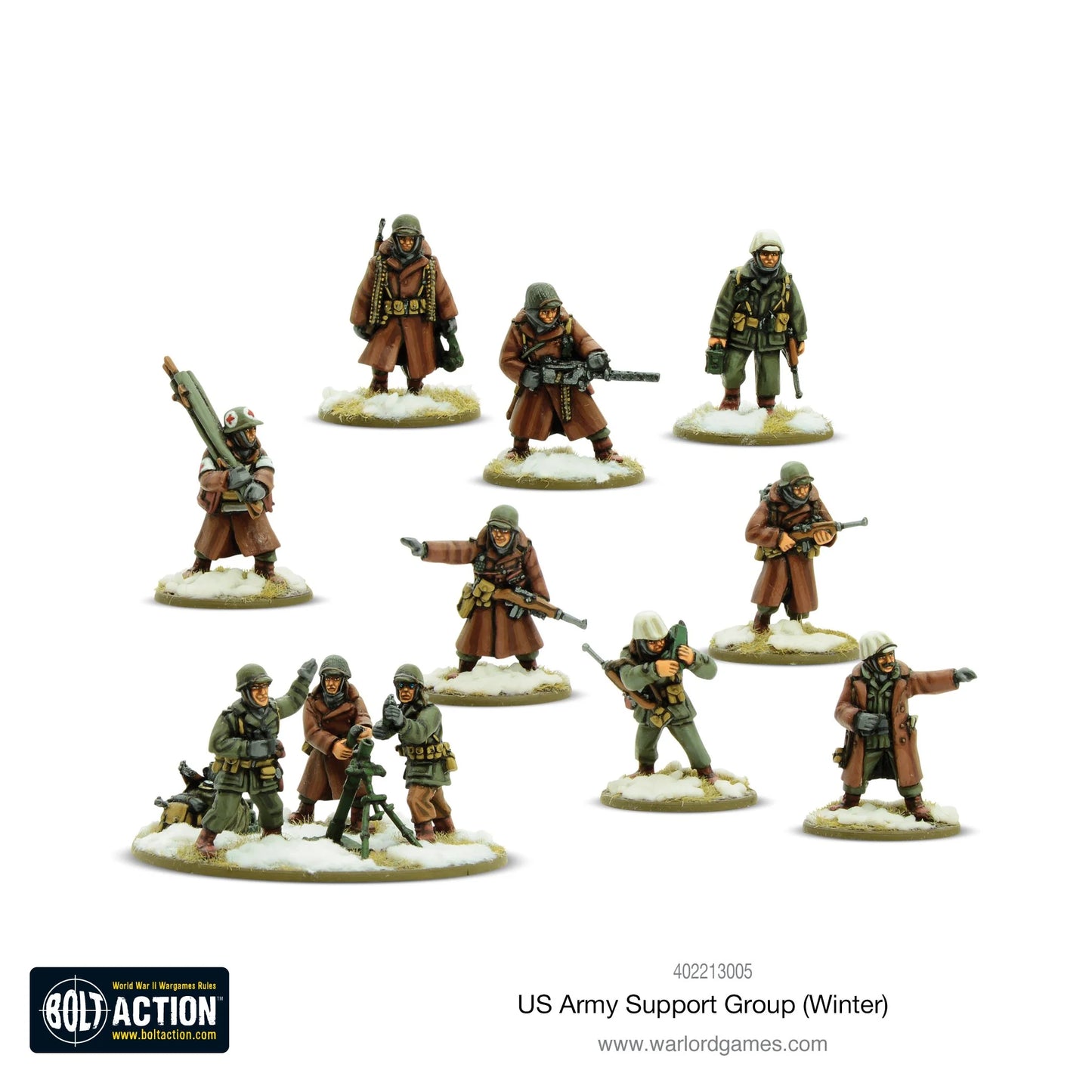 US Army Winter Support Group - Bolt Action 28mm - żołnierze w zimowych mundurach Ardeny 1944-45 - Warlord Games