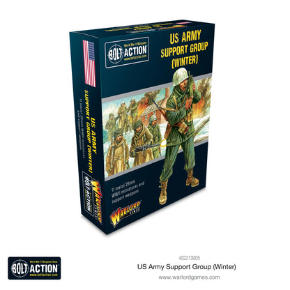 US Army Winter Support Group - Bolt Action 28mm - zestaw wsparcia zimowego HQ moździerz MMG - Warlord Games
