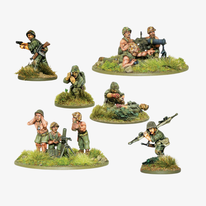 USMC Support Group - Bolt Action 28mm - grupa wsparcia marines Pacyfik mundury tropikalne - Warlord Games