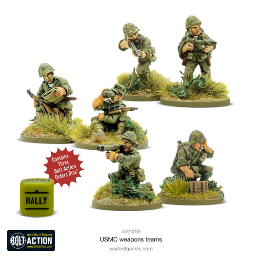 US Marine Corps Weapons Teams - Bolt Action 28mm - bazuka snajper miotacz ognia marines Pacyfik - Warlord Games