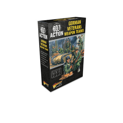 German Veteran Infantry Weapons Teams - Bolt Action 28mm - opakowanie produktu z ilustracją weteranów Wehrmacht w akcji z Goliath i bronią wsparcia - 7 figurek żywicznych - Warlord Games