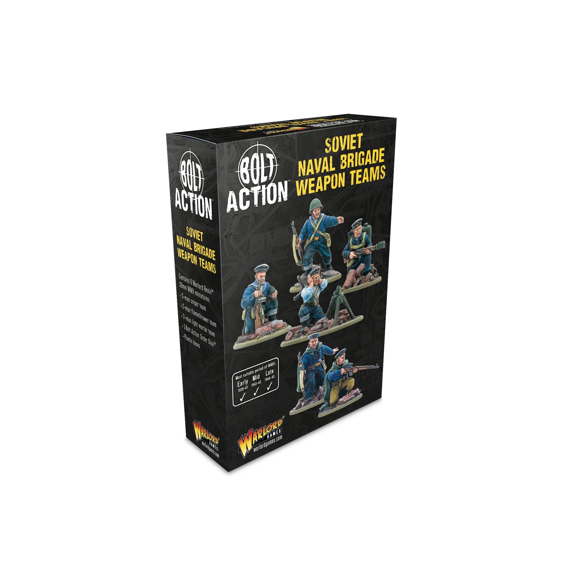 Warlord Games Soviet Naval Brigade Weapon Teams – pudełko zestawu Bolt Action z ilustracją figurek na okładce 28mm