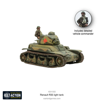 Renault R35 - Bolt Action 28mm - francuski czołg lekki wsparcia piechoty z figurką dowódcy - Warlord Games