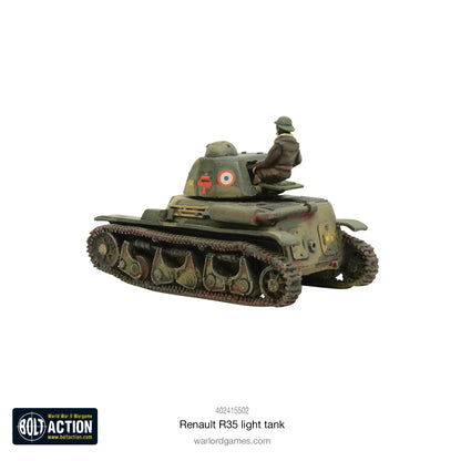 Bolt Action 28mm - czołg francuski z gąsienicami i figurką załogi widok z tyłu - Warlord Games