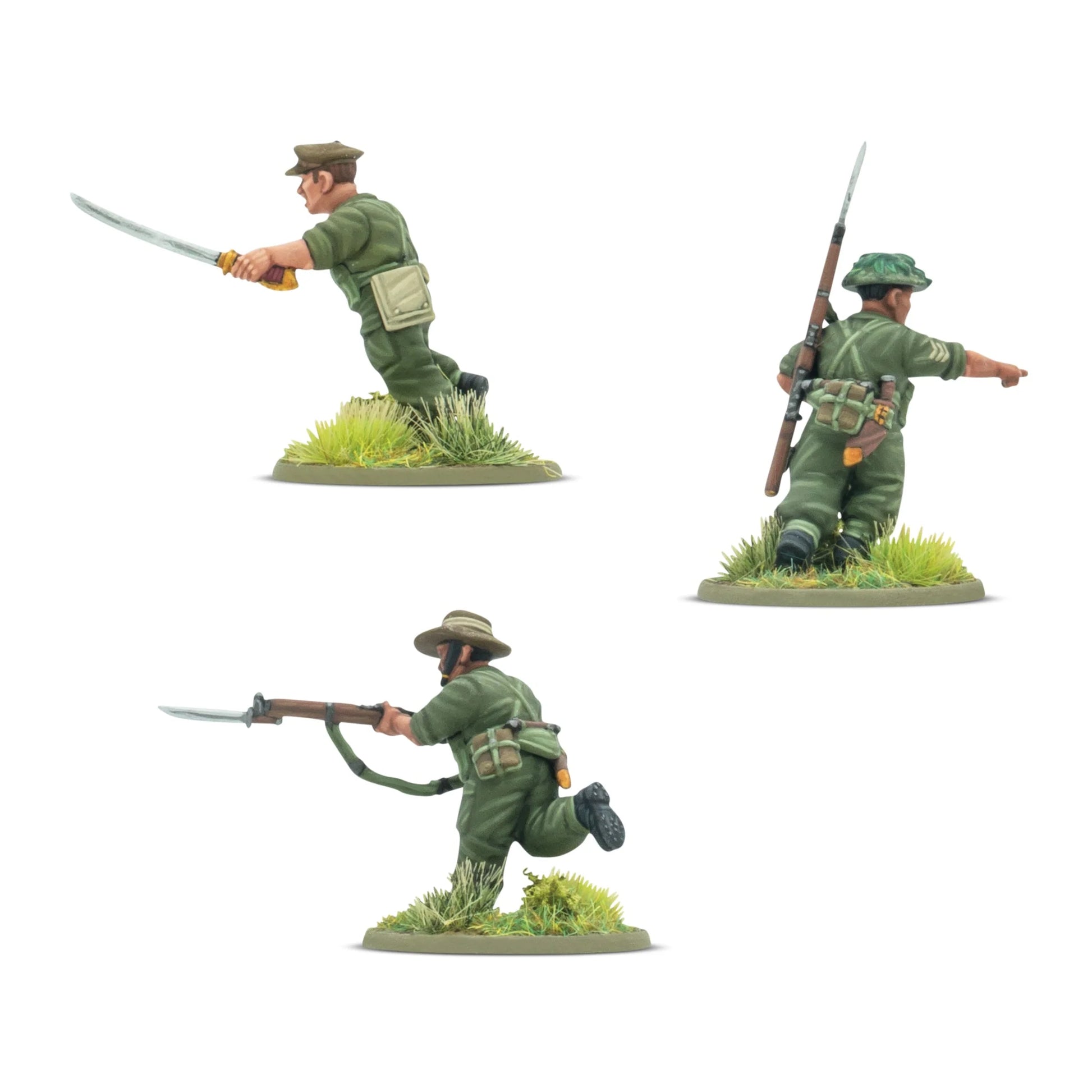 Warlord Games Ayo Gorkhali! Gurkha Starter Army – czołg M3 Lee w zielonym kamuflażu dżunglowym z załogą Warlord Resin, widok z przodu-lewej 28mm Bolt Action