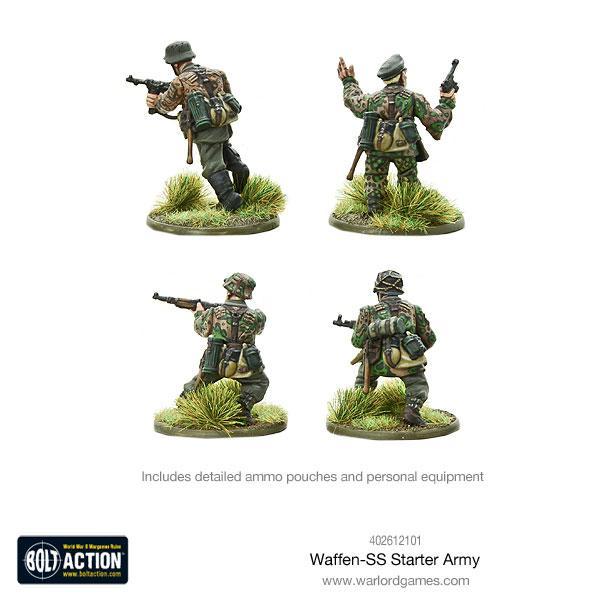Figurki Waffen-SS Grenadiers Bolt Action z wyposażeniem - sakwy amunicyjne i ekwipunek osobisty