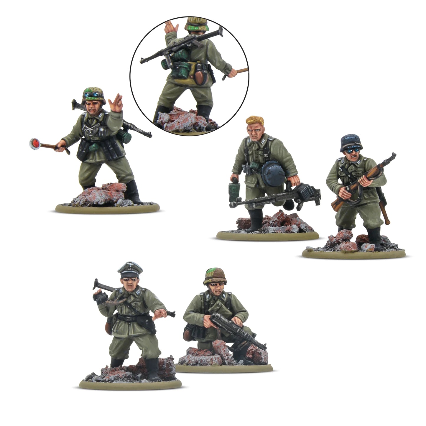 5 figurek dowództwa - oficer, NCO, medyk, radio