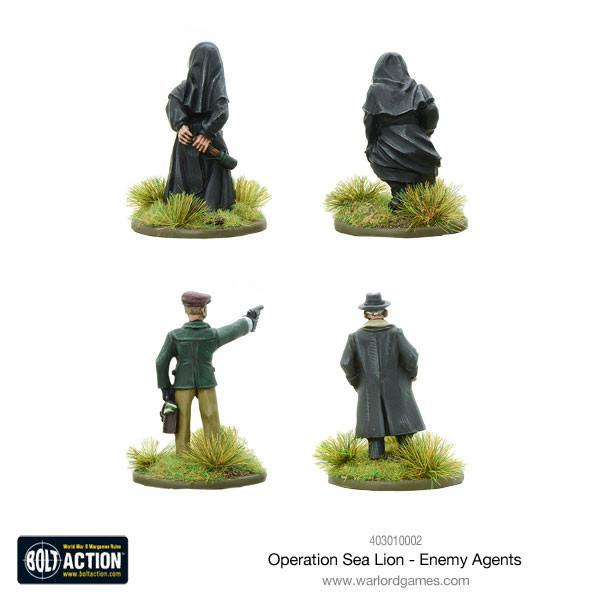 Operation Sea Lion: Enemy Agents – zbliżenie na figurki agentów wroga, zakonnice z bronią i Herr Flick, metal 28mm
