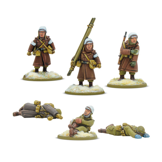US Army Winter Stretcher Team & Casualties Bolt Action 28mm - sanitariusze z noszami i figurki strat, widok z przodu, kod 403013127