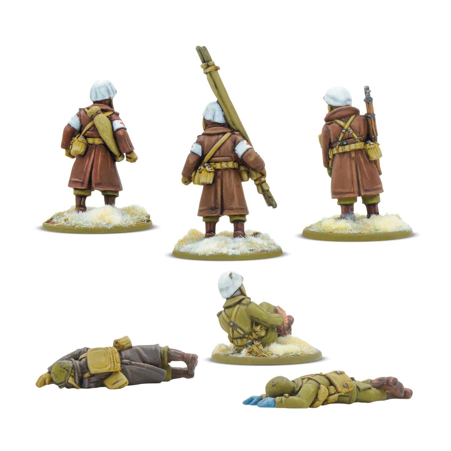 US Army Winter Stretcher Team & Casualties Bolt Action 28mm - sanitariusze z noszami i figurki strat, widok z tyłu, kod 403013127