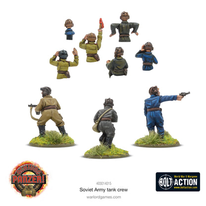 Soviet Army Tank Crew Warlord Games – figurki załogi czołgów Armii Czerwonej widok z tyłu: detale mundurów i wyposażenia, żywica 28mm Bolt Action