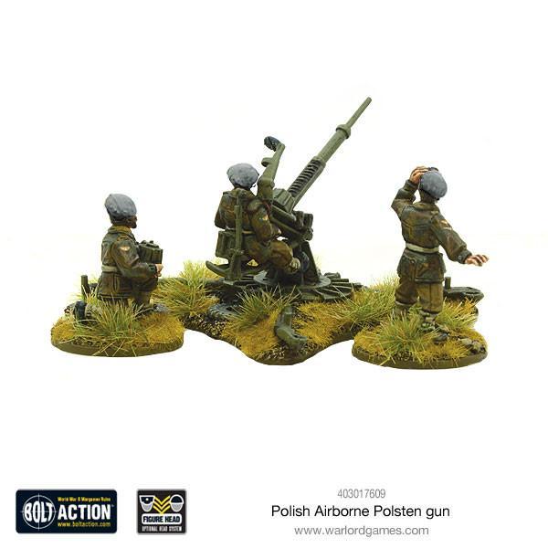 Polish Airborne Polsten Gun - Bolt Action 28mm - polscy para z działem plot widok z tyłu - Warlord Games