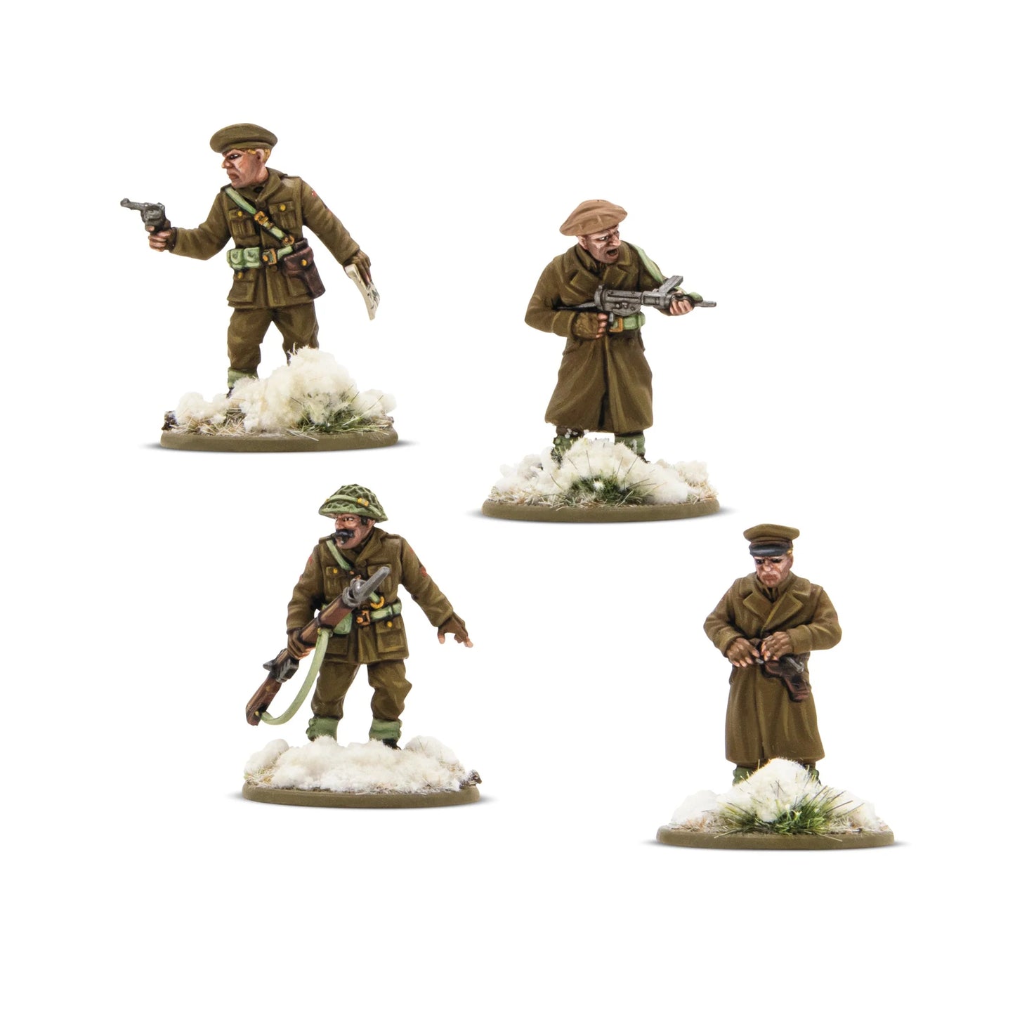 British Canadian Winter Platoon Commanders Bolt Action 28mm - 4 figurki dowódców z przodu, zima, 403201004