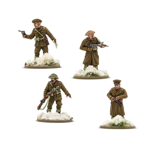 British Canadian Winter Platoon Commanders Bolt Action 28mm - 4 figurki dowódców z przodu, zima, 403201004