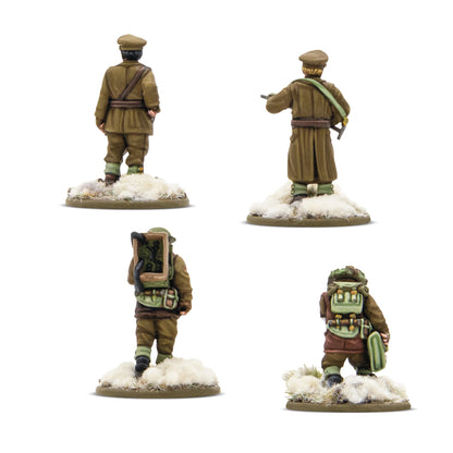 British Canadian Winter HQ Bolt Action 28mm - 4 figurki oficer medyk radiooperator z tyłu, 403201005