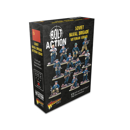 Warlord Games Soviet Naval Brigade Veteran Squad – pudełko Bolt Action Soviet Naval Brigade Veteran Squad: 12 multi-part Warlord Resin 28mm miniatures, flaga ZSRR, logo Bolt Action i Warlord Games, okres Early/Mid/Late, Soviet Union