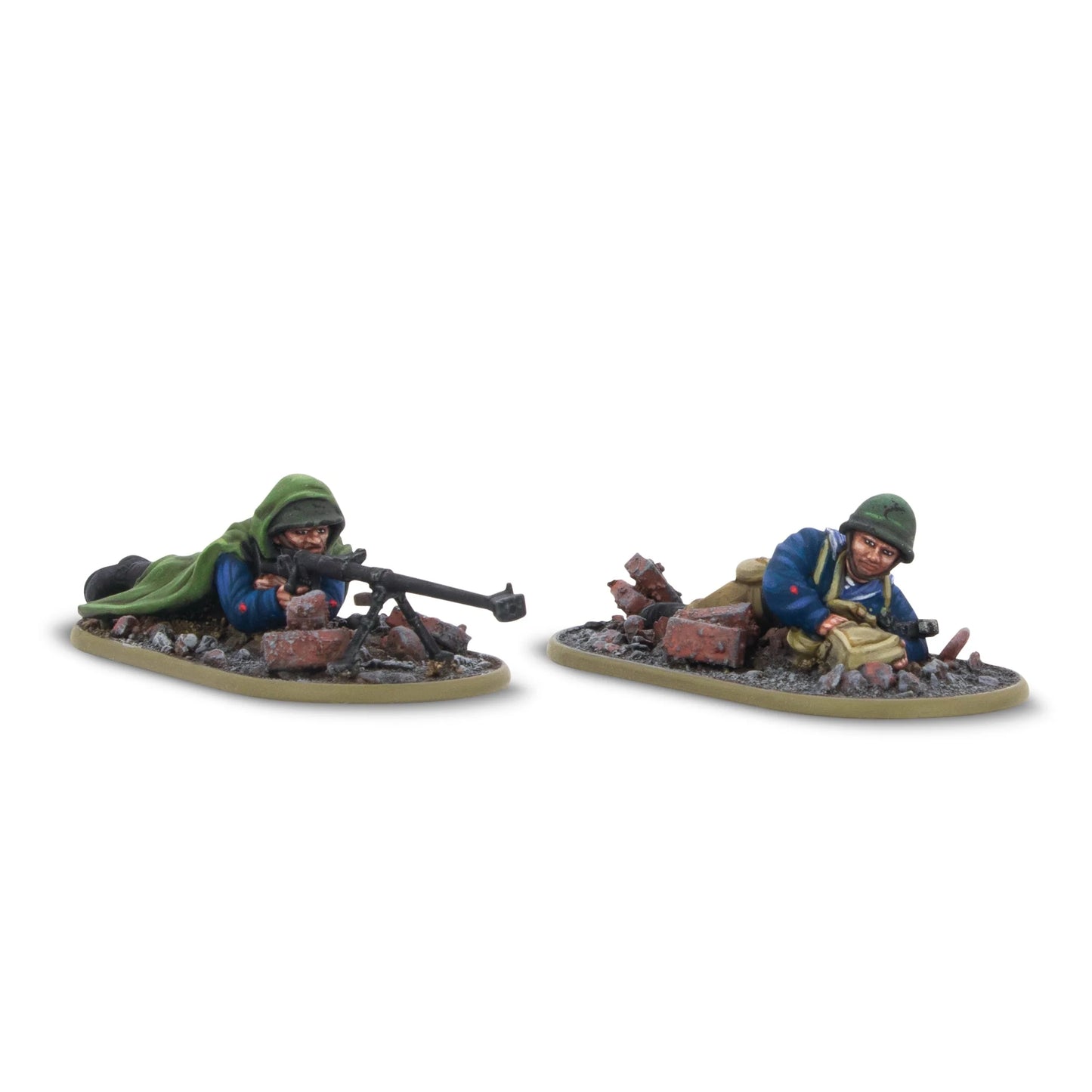 Warlord Games Soviet Naval Brigade Anti-Tank Rifle Team – strzelec z karabinem PTRD i ładowniczy w pozycji leżącej, widok z przodu 28mm Bolt Action