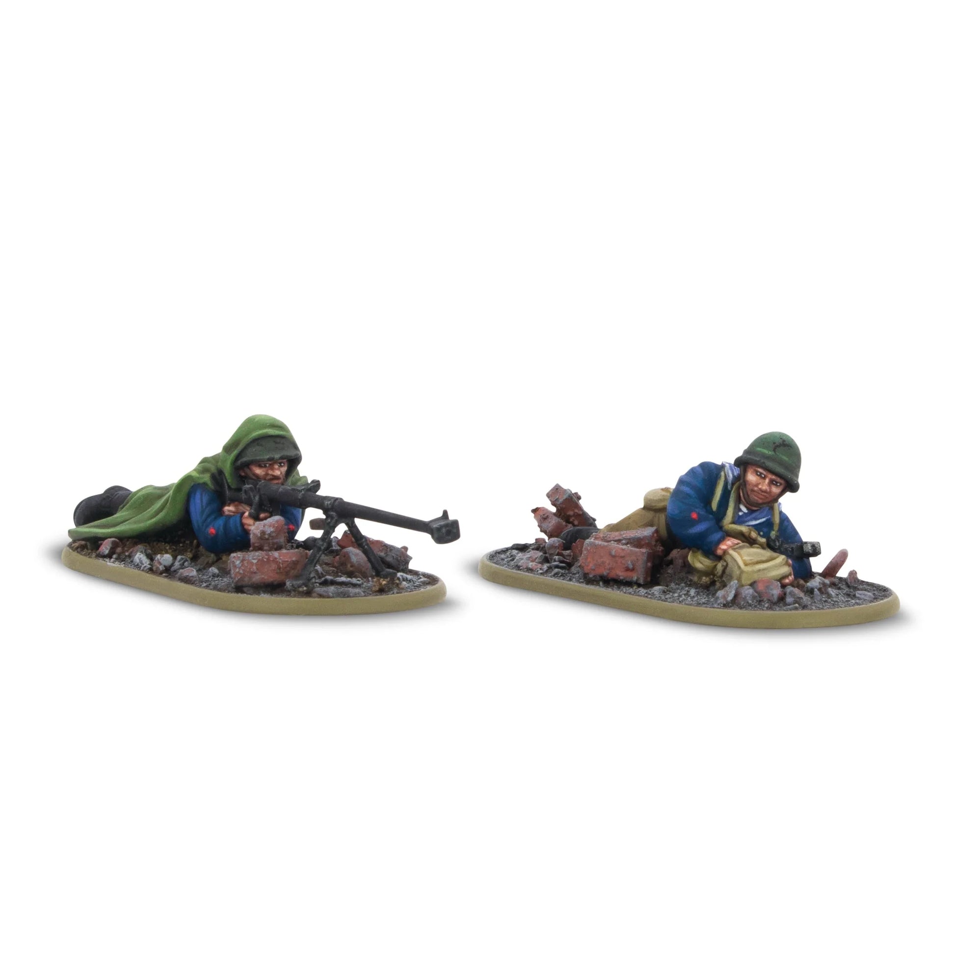 Warlord Games Soviet Naval Brigade Anti-Tank Rifle Team – strzelec z karabinem PTRD i ładowniczy w pozycji leżącej, widok z przodu 28mm Bolt Action