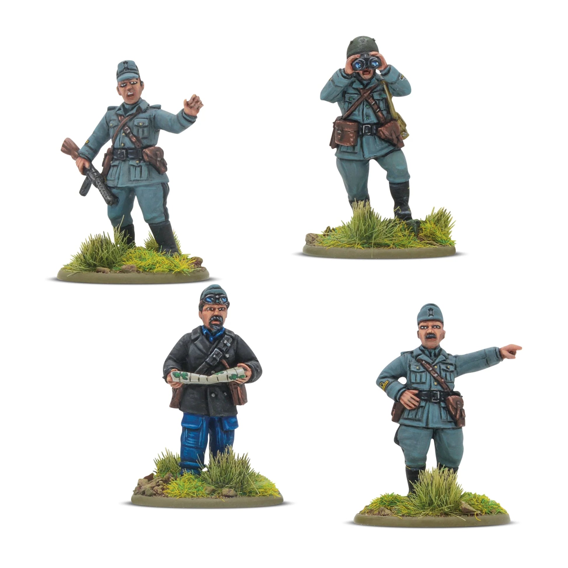 Italian Platoon Commanders Bolt Action 28mm - 4 figurki dowódców armii włoskiej z przodu, 403215801