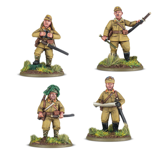 Imperial Japanese Platoon Commanders Bolt Action 28mm - 4 figurki dowódców IJA z przodu, 403216001
