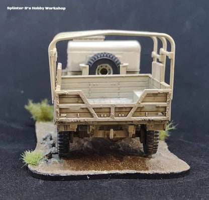 British CMP 15cwt Truck – model 28mm Splinter B piaskowy, widok z tyłu bez plandeki, 280056