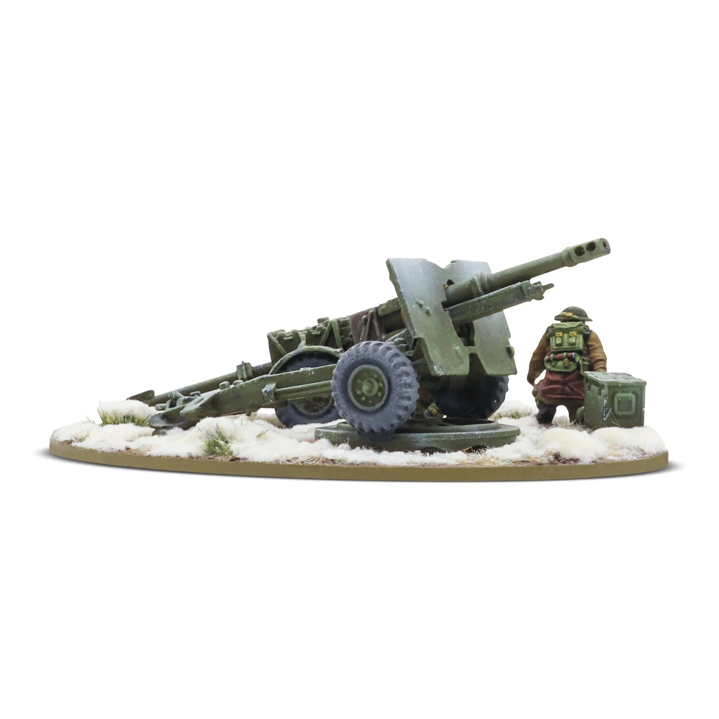 25-Pdr Light Howitzer British Winter Crew Bolt Action 28mm - haubica z obsługą widok z boku, 403401001