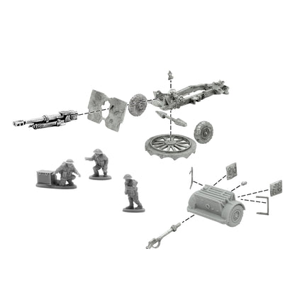 25-Pdr Light Howitzer British Winter Crew Bolt Action 28mm - rozkład elementów zestawu, 403401001
