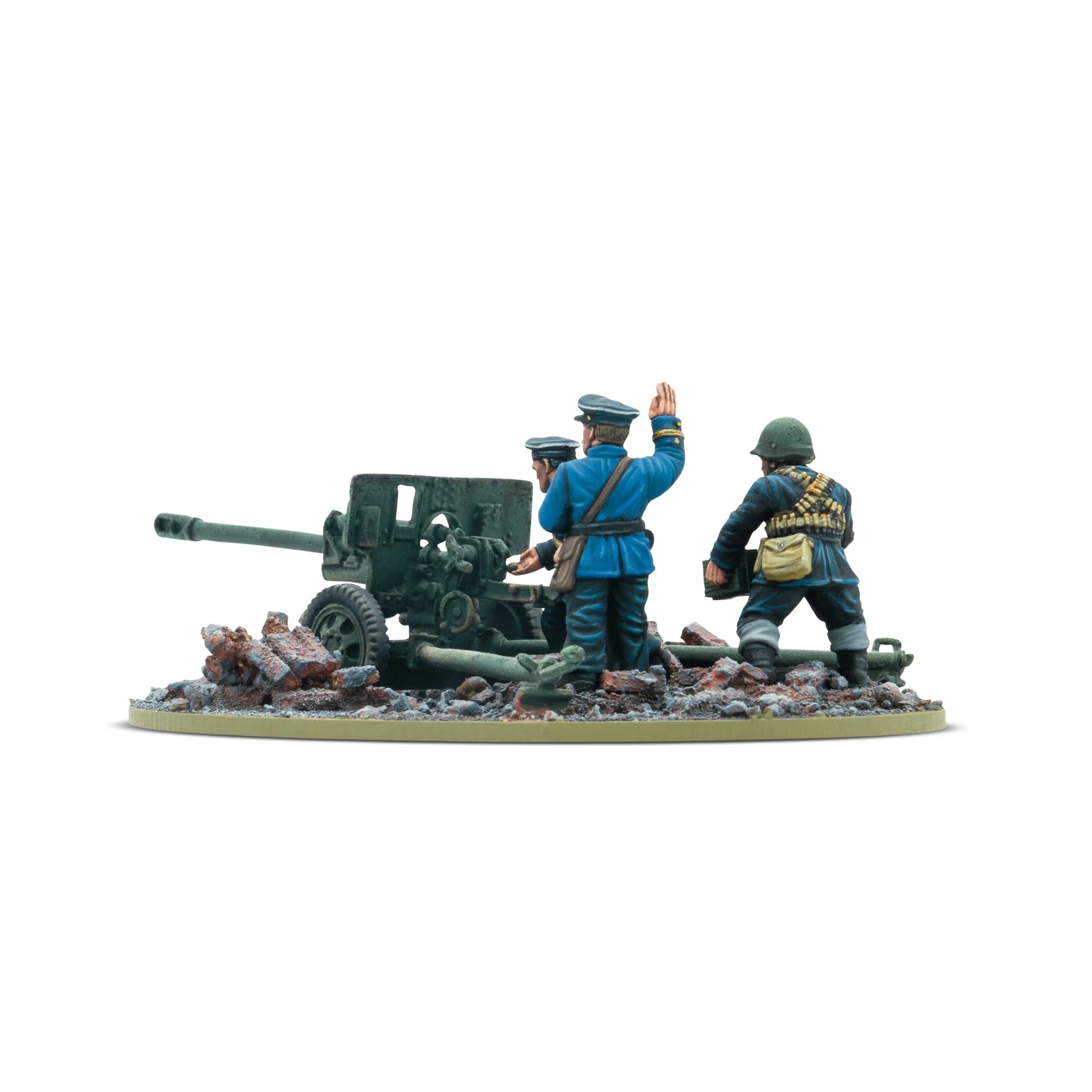 Warlord Games ZiS-3 Divisional Gun with Soviet Naval Brigade Crew – armata ZiS-3 76mm z obsługą Brygady Morskiej, widok z tyłu 28mm Bolt Action