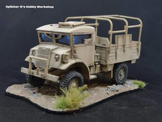British CMP 15cwt Truck – model 28mm Splinter B piaskowy Z5822489, widok z przodu-boku, 280056
