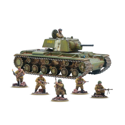 KV-1/2 Heavy Tank - Bolt Action 28mm - KV-1 Soviet green weathering załoga Tank Riders 6 żołnierzy SMG podstawki - Warlord Games