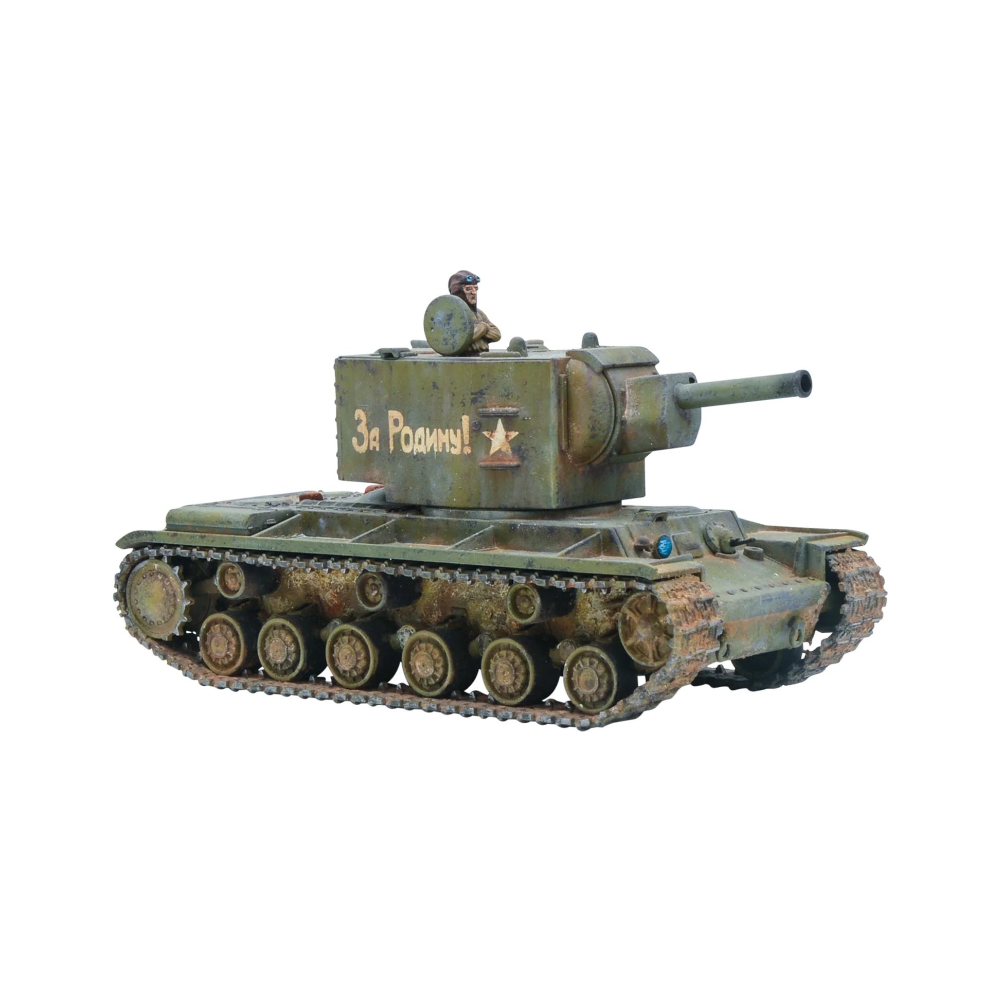 KV-1/2 Heavy Tank - Bolt Action 28mm - KV-2 kwadratowa wieża ciężka haubica Soviet green załoga gąsienice weathering cyrylica red star - Warlord Games