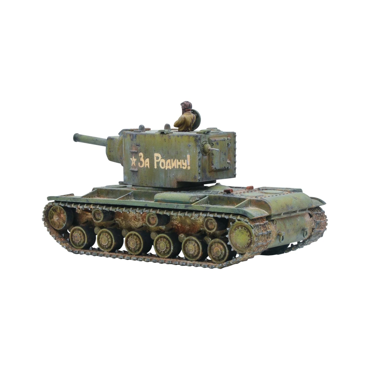KV-1/2 Heavy Tank - Bolt Action 28mm - KV-2 widok z przodu kwadratowa wieża ciężka haubica Soviet green załoga cyrylica - Warlord Games